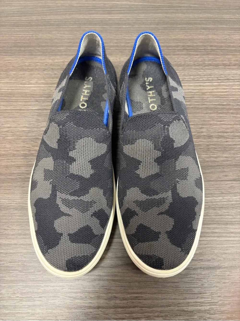 Rothy's Retired The Original Black & Gray Camo Knit Slip-On - Size 9.5